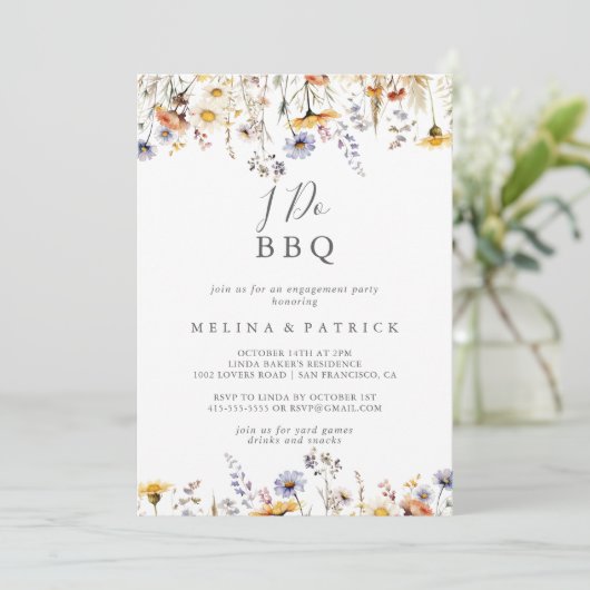 Herfst Wildflower Ik doe BBQ Engagement Party Kaart (Staand voorkant)