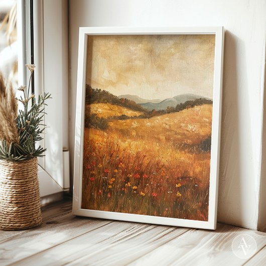 herfst Wildflower Landlandschap Poster