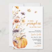 Herfst Wildflower Little Pumpkin Baby shower Kaart (Voorkant)