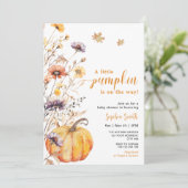 Herfst Wildflower Little Pumpkin Baby shower Kaart (Staand voorkant)