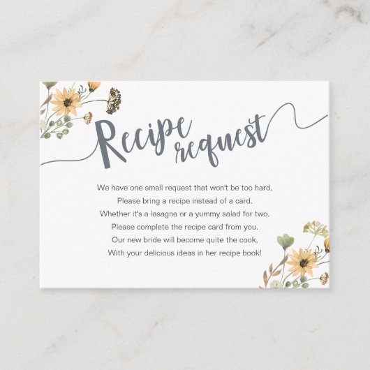 Herfst Wildflower Mason Jar Recipe Request Informatiekaartje (Voorkant)