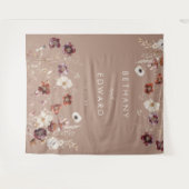 Herfst Wildflower Meadow Taupe Huwelijk Achtergron Wandkleed (Voorkant (horizontaal))