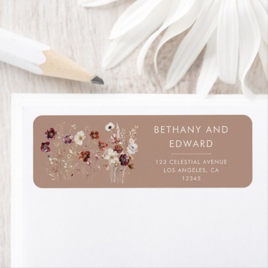 Herfst Wildflower Meadow Taupe Wedding Etiket (Insitu)