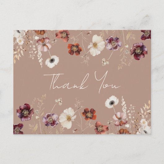 Herfst Wildflower Meadow Wedding Dank u Briefkaart (Voorkant)