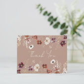 Herfst Wildflower Meadow Wedding Dank u Briefkaart (Staand voorkant)
