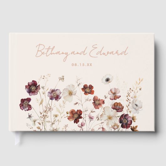 Herfst Wildflower Meadow Wedding Gastenboek (Voorkant)