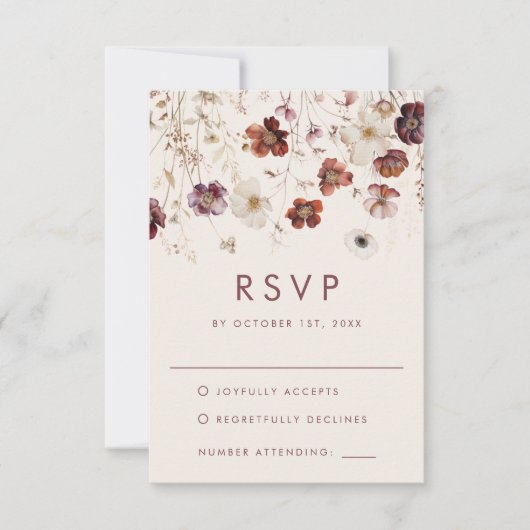 Herfst Wildflower Meadow Wedding RSVP Kaartje (Voorkant)