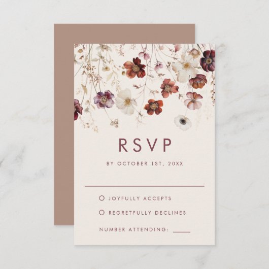 Herfst Wildflower Meadow Wedding RSVP Kaartje (Voorkant / Achterkant)