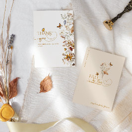 Herfst Wildflower Minimalistisch Elegant Baby show Bedankkaart