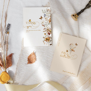 Herfst Wildflower Minimalistisch Elegant Baby show Bedankkaart