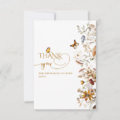 Herfst Wildflower Minimalistisch Elegant Baby show Bedankkaart (Voorkant)