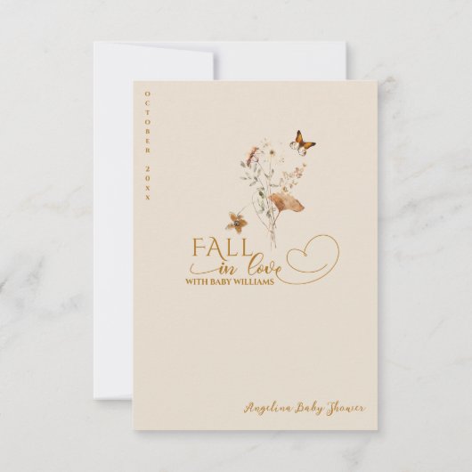 Herfst Wildflower Minimalistisch Elegant Baby show Bedankkaart (Achterkant)