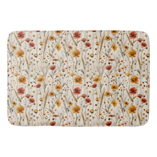 Herfst Wildflower Pattern - Herfstbloem Badmat (Voorkant)