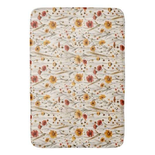 Herfst Wildflower Pattern - Herfstbloem Badmat (Voorkant Verticaal)