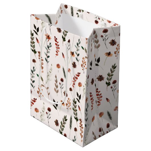 Herfst Wildflower Pattern Medium Cadeauzakje (Voorkant Gekanteld)