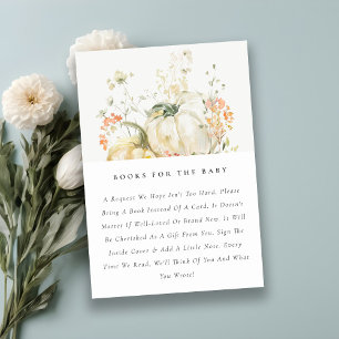 Herfst Wildflower Pompoen Boeken voor Baby shower Informatiekaartje