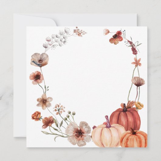 Herfst Wildflower Pompoen is op weg naar Baby show Kaart (Achterkant)