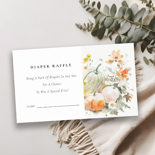 Herfst Wildflower Pompoen Luier Raffle Baby shower Informatiekaartje