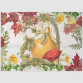 Herfst Wildflower Pompoenen Rustic Wood Decoupage Tissuepapier (Voorkant)