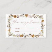 Herfst Wildflower raden hoeveel kussen bruids spel Informatiekaartje (Voorkant)