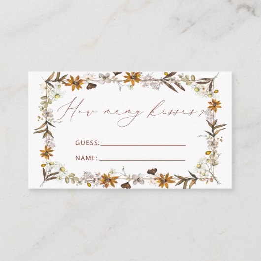 Herfst Wildflower raden hoeveel kussen bruids spel Informatiekaartje (Voorkant)