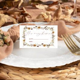 Herfst Wildflower raden hoeveel kussen bruids spel Informatiekaartje