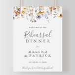 Herfst Wildflower Repetitie Diner Welkomstbord Poster<br><div class="desc">Dit herfst wildflower repetitie diner welkomstbord is perfect voor een moderne bruiloft repetitie. Het ontwerp is voorzien van meerdere waterverf paarse,  paarse,  gele bloemen,  bordeauxrode knoppen en olijfgroen gebladerte prachtig gegroepeerd in boeketten.</div>