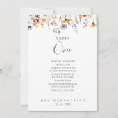 Herfst Wildflower Tafel Nummer 1 Zitting Grafiek Kaart (Voorkant)