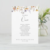 Herfst Wildflower Tafel Nummer 1 Zitting Grafiek Kaart (Staand voorkant)