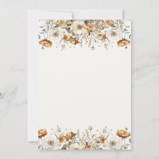 Herfst Wildflower terracotta Herfst Baby shower Kaart (Achterkant)