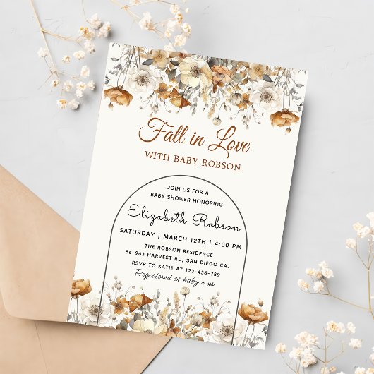 Herfst Wildflower terracotta Herfst Baby shower Kaart