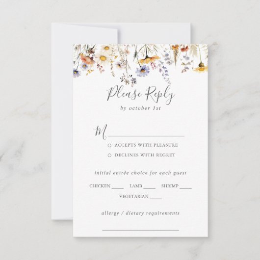 Herfst Wildflower Trouwmenu Keuze RSVP (Voorkant)