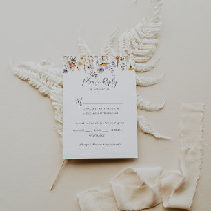 Herfst Wildflower Trouwmenu Keuze RSVP Kaartje