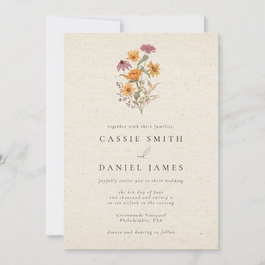 Herfst Wildflower Tuin Botanische Foto Weddenschap Kaart (Voorkant)