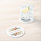 Herfst Wildflower Waterverf Bruiloft Rood Ronde Kartonnen Onderzetter (Insitu)