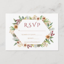 Herfst Wildflower Waterverf Bruiloft Rood