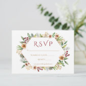 Herfst Wildflower Waterverf Bruiloft Rood RSVP Kaartje (Staand voorkant)