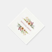 Herfst Wildflower Waterverf Bruiloft Rood Servetten (Hoek)