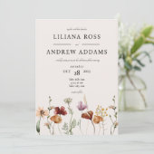 Herfst Wildflower Waterverf bruiloft uitnodiging (Staand voorkant)