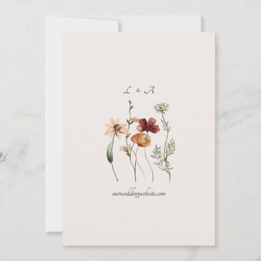 Herfst Wildflower Waterverf bruiloft uitnodiging (Achterkant)
