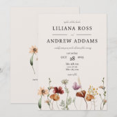 Herfst Wildflower Waterverf bruiloft uitnodiging (Voorkant / Achterkant)