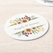 Herfst Wildflower Waterverf Bruiloft Wijze Ronde Kartonnen Onderzetter (Gebogen)