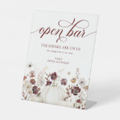 Herfst Wildflower Wedding Open Bar Reclamebord Met Voetstuk (Voorkant)