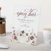 Herfst Wildflower Wedding Open Bar Reclamebord Met Voetstuk (Insitu)