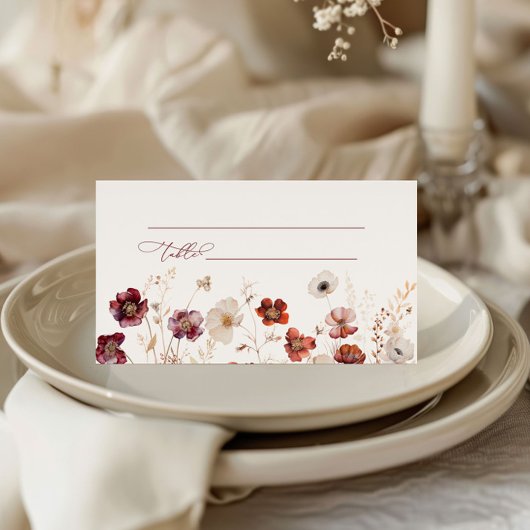 Herfst Wildflower Wedding Plaatskaartje