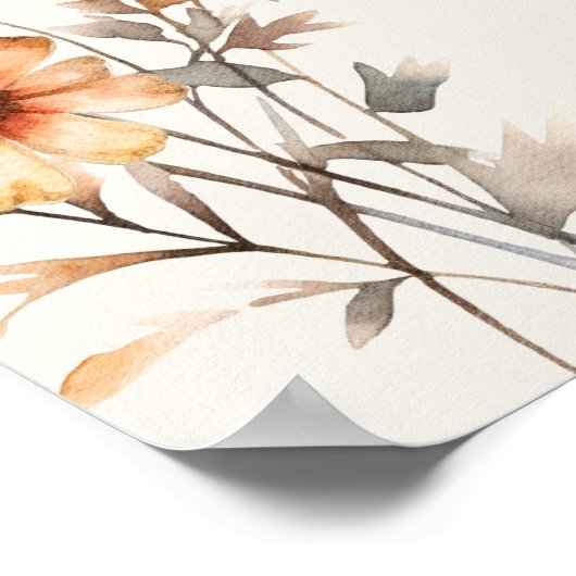 Herfst Wildflower Welkom Huwelijksceremonie Ontvan Poster (Hoek)