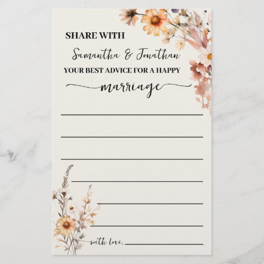 Herfst Wildflowers Advies voor Paar Douche Kaart (Voorkant)