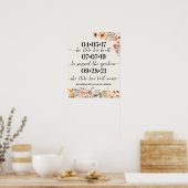 Herfst Wildflowers Beste Dag Trouwdatum Ja Dag Poster (Keuken)