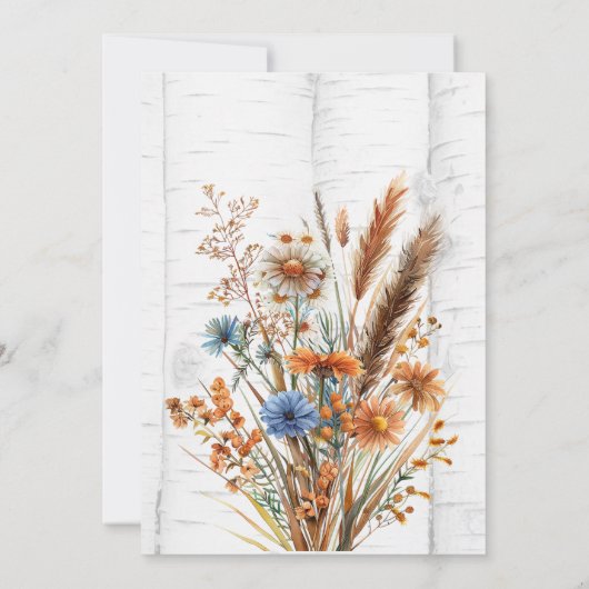 Herfst Wildflowers Birch Tree Vrijgezellenfeest Ga Kaart (Achterkant)