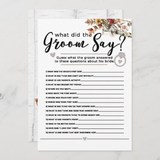 Herfst Wildflowers Birch Tree Vrijgezellenfeest Ga Kaart (Voorkant / Achterkant)